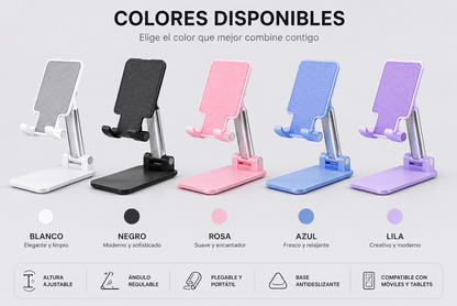Soporte Plegable Ajustable para Móvil y Tablet de Escritorio