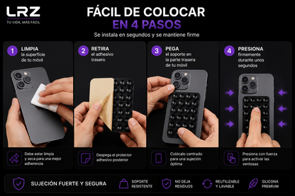 LRZ FlexGrip™ | Soporte Magnético de Silicona para Móvil con Ventosas